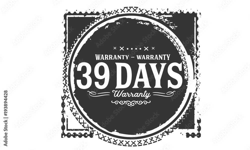 39 days warranty icon vintage rubber stamp guarantee