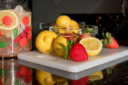 Ingredients for homemade strawberry lemonade