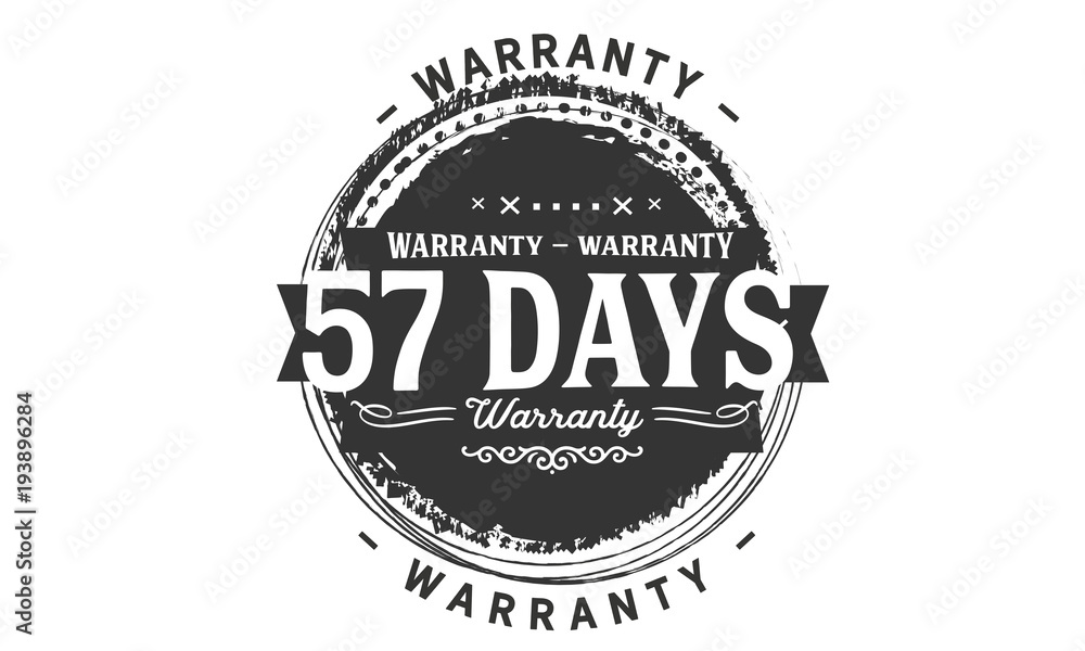 57 days warranty icon vintage rubber stamp guarantee