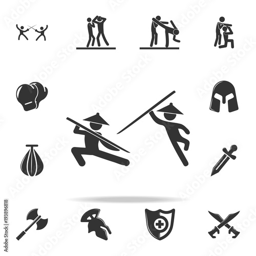 fight Chinese fighters icon. Set of Cfight and sparring element icons. Premium quality graphic design. Signs and symbols collection icon for websites, web design, mobile app