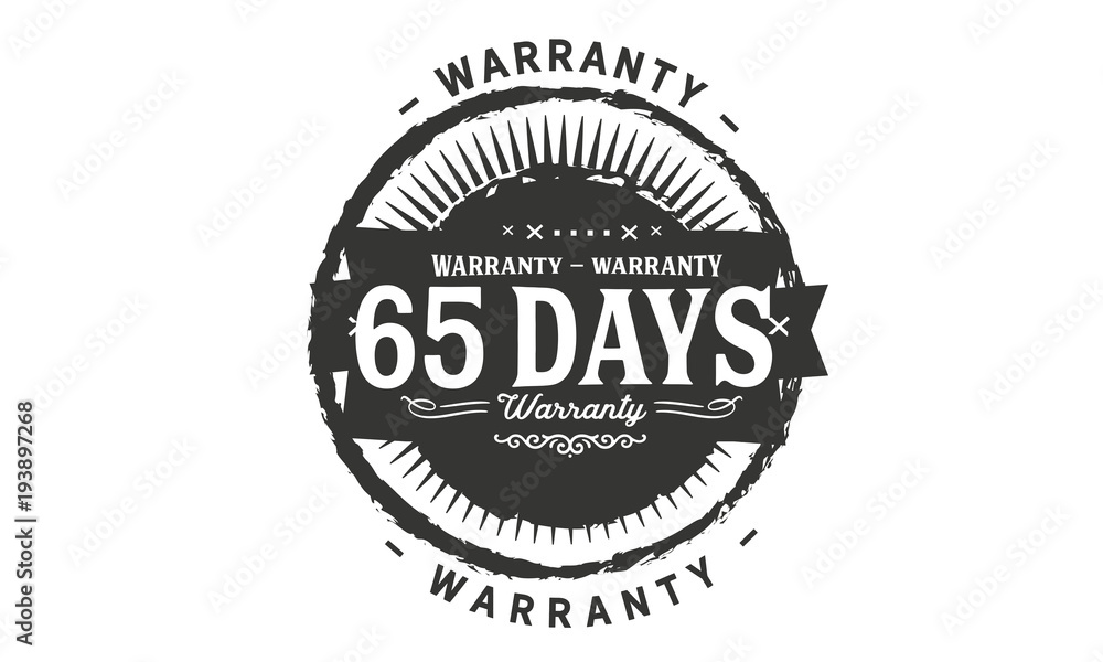 65 days warranty icon vintage rubber stamp guarantee