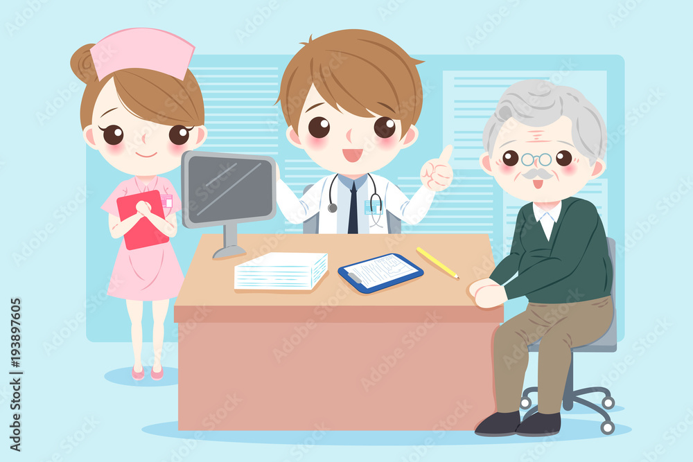 Fototapeta premium cartoon doctor with patient