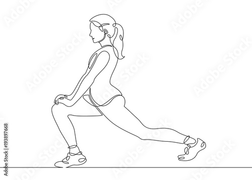 continuous line drawing of exercising woman