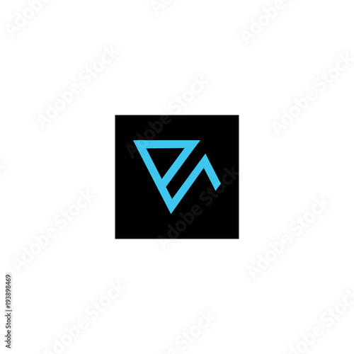 art of blue letter er with black background logo vector
