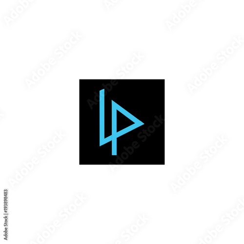 art of blue letter lp with black background logo vector