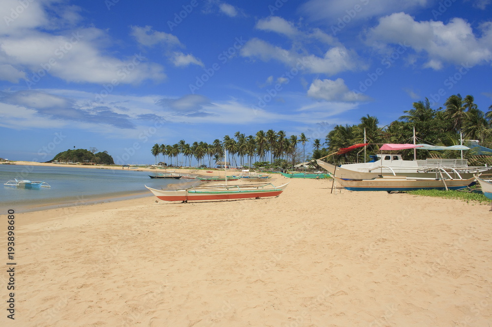 Landscape of the beach of Nacpan. The island of Palawan. Philippines. Landscape of the beach of Nacpan. The island of Palawan. Philippines.