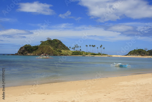 Landscape of the beach of Nacpan. The island of Palawan. Philippines.