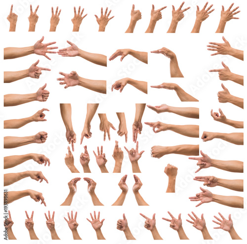 Various gesture of Men hand over white background, include clipp