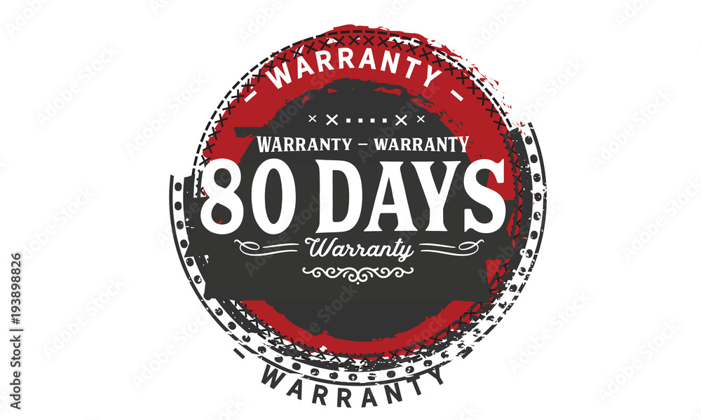 80 days warranty icon vintage rubber stamp guarantee