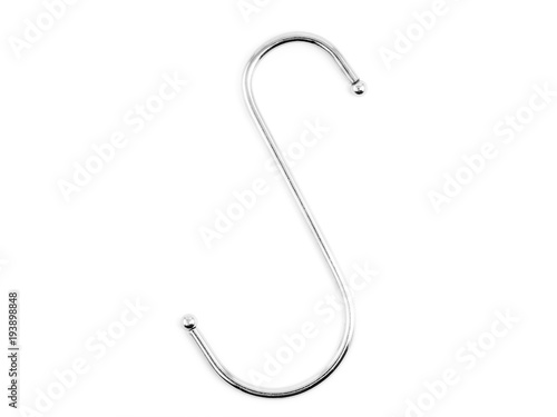 S-shape metal hook isolated on white background.