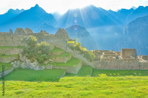 Stunning sunrise in Machu Picchu, South America