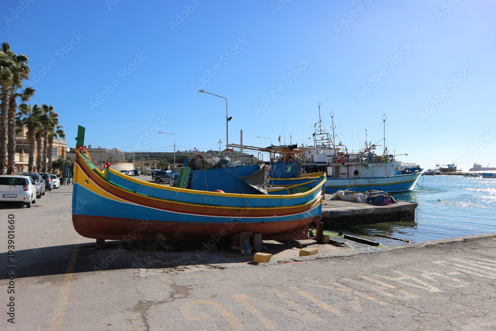 Marsaxlokk traditional fisherman boat luzzu, Malta