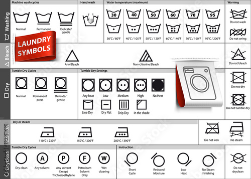 Set of laundry symbols. Vector elements ready for your design.