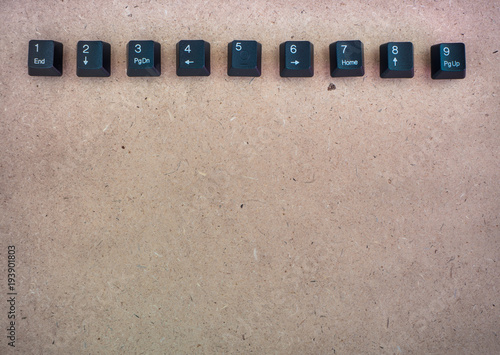 1-9 Keyboard number on brown board