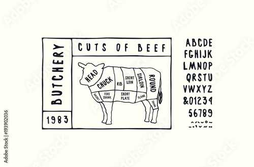 Stock vector beef cuts diagram