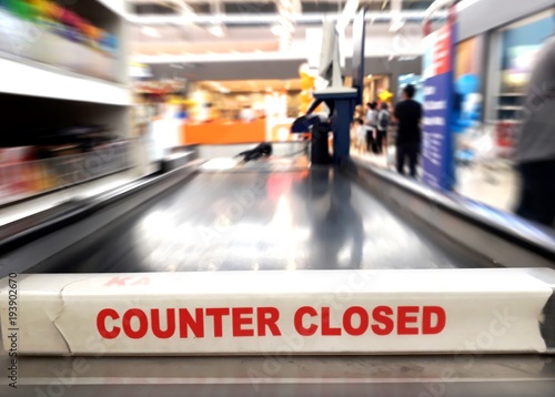Cashier counter closed sign