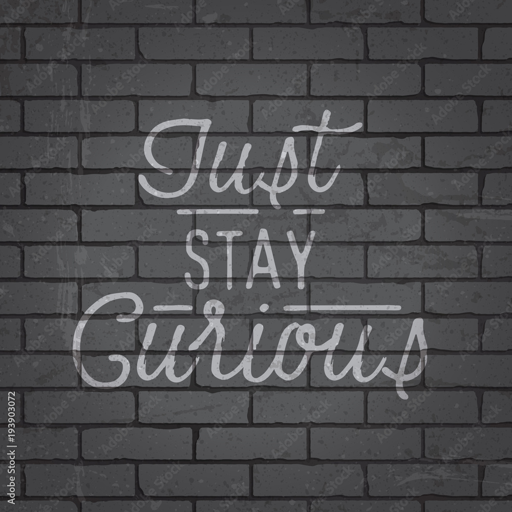 Fototapeta premium Hand drawn lettering slogan on brick wall background