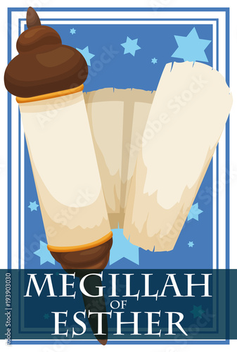 Scroll of Esther Ready to Read in the Purim Celebration, Vector Illustration