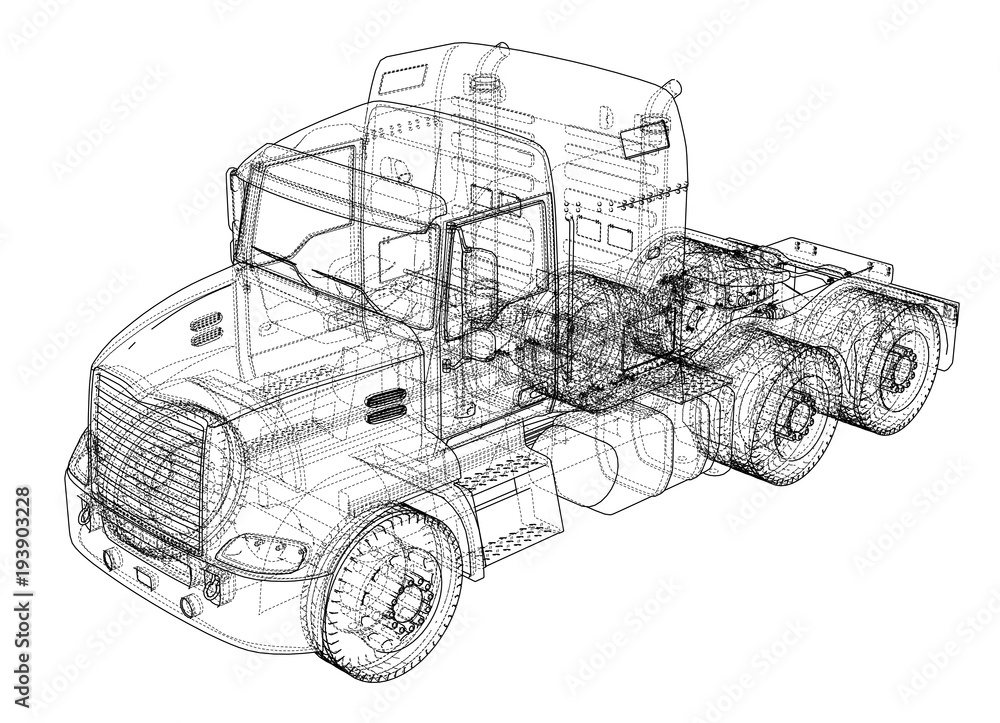 Concept truck. Vector rendering of 3d