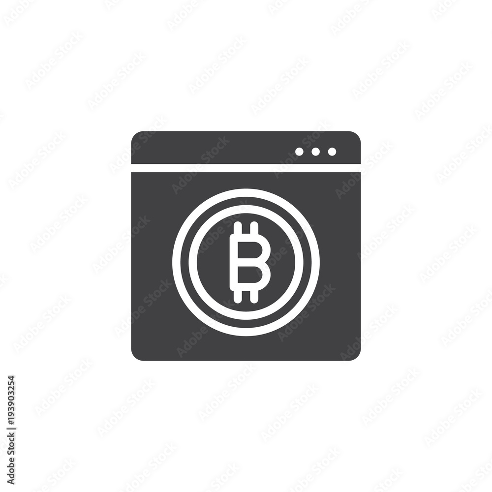 Bitcoin browser window vector icon. filled flat sign for mobile concept and web design. Cryptocurrency mining app simple solid icon. Symbol, logo illustration. Pixel perfect vector graphics Bitcoin browser window vector icon. filled flat sign for mobile concept and web design. Cryptocurrency mining app simple solid icon. Symbol, logo illustration. Pixel perfect vector graphics