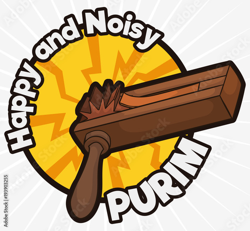 Noisy Gragger Ready for the Traditional Purim Readings and Celebrations, Vector Illustration