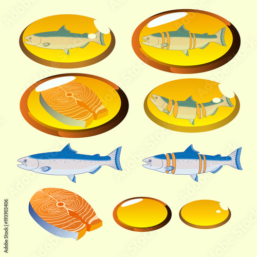 Fish Oil Supplement Healthcare Isolated Vector