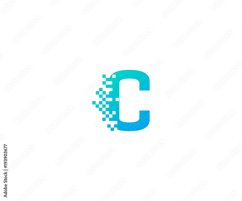 letter C logo. alphabet pixel motion logo template letter C logo. alphabet pixel motion logo template