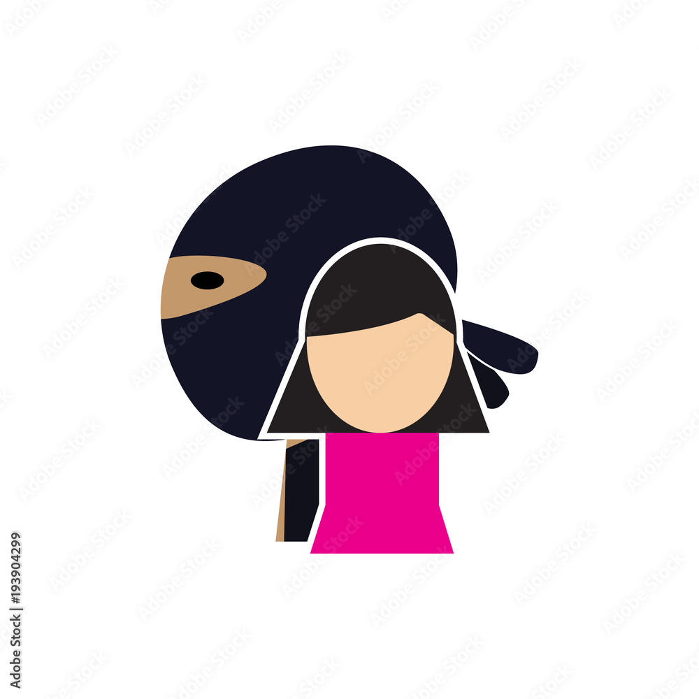 Obraz premium Woman Ninja Logo Icon Design