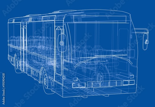 Concept city bus. Vector rendering of 3d