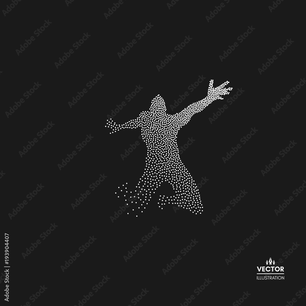 Gymnast. Man is posing and dancing. Dotted silhouette of person. Vector illustration. Gymnast. Man is posing and dancing. Dotted silhouette of person. Vector illustration.