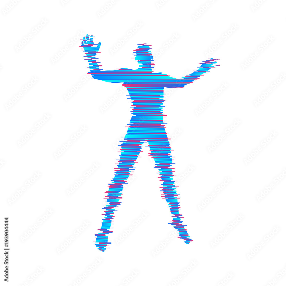 Man spreads hands to sides. Man doing balance gesture. Concept communication. Vector illustration. Man spreads hands to sides. Man doing balance gesture. Concept communication. Vector illustration.