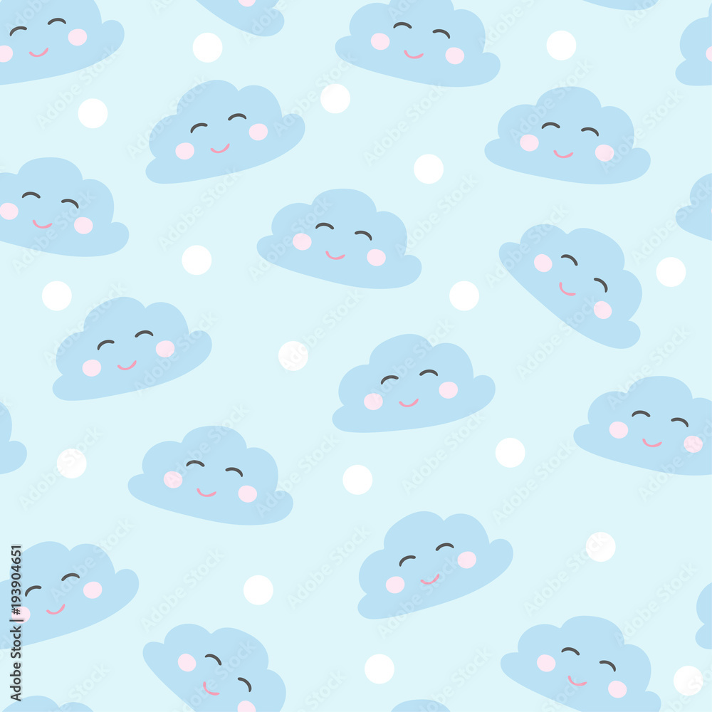 seamless smiling sleeping clouds vector illustration seamless smiling sleeping clouds vector illustration