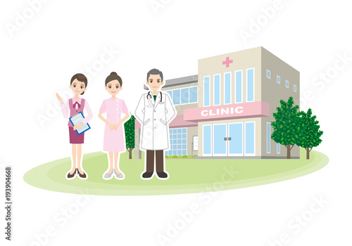 病院の医者と看護士のイラスト
