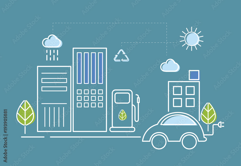 Fototapeta premium Illustration of city life eco