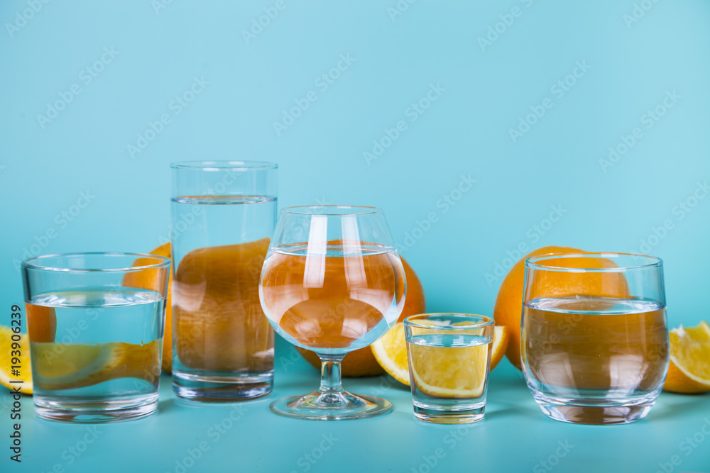 Refreshing  cold water with oranges