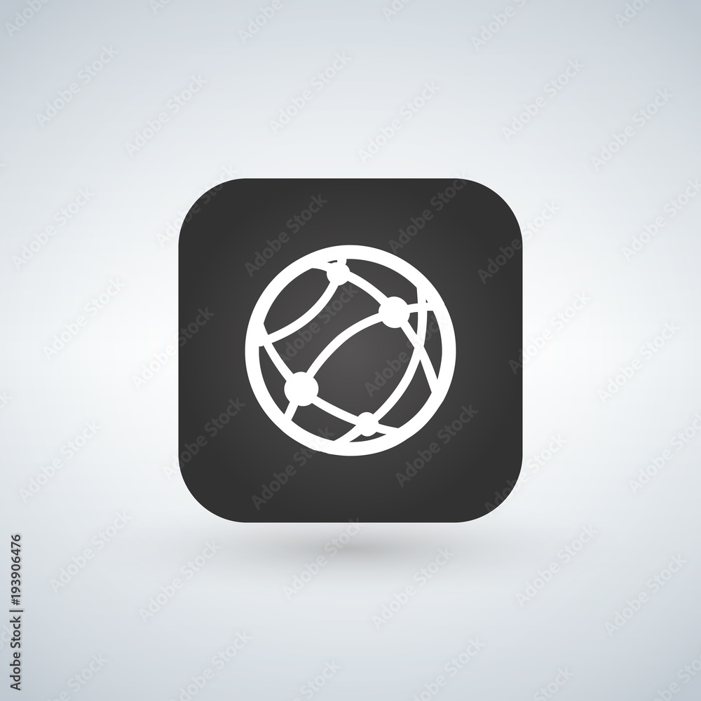 Globe internet icon over vector black app button with shadow. Globe internet icon over vector black app button with shadow.