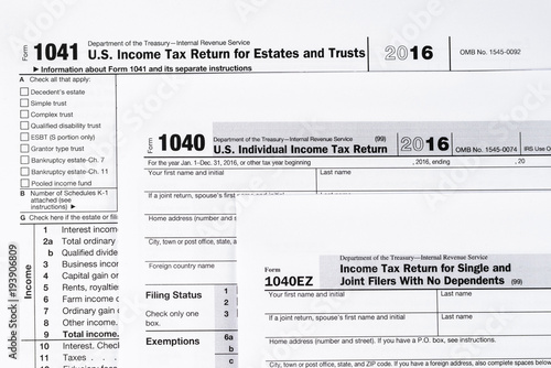 Form 1040 Individual Income Tax return form. United States Tax forms 2016/2017. American blank tax forms. Tax time.