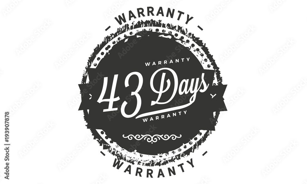 43 days warranty icon vintage rubber stamp guarantee