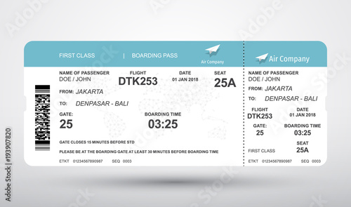 First class boarding pass design background. Vector illustration of airline boarding pass. Boarding pass ticket.