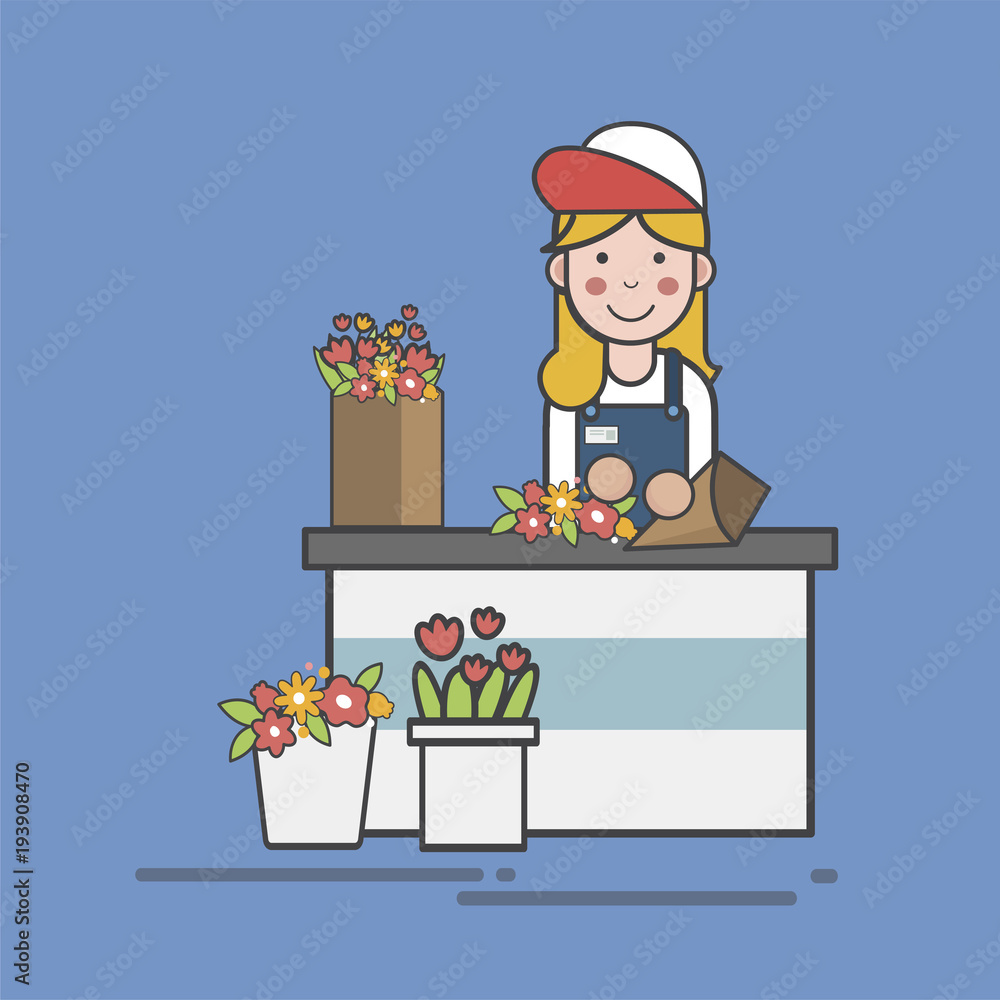 Illustration of flower shop