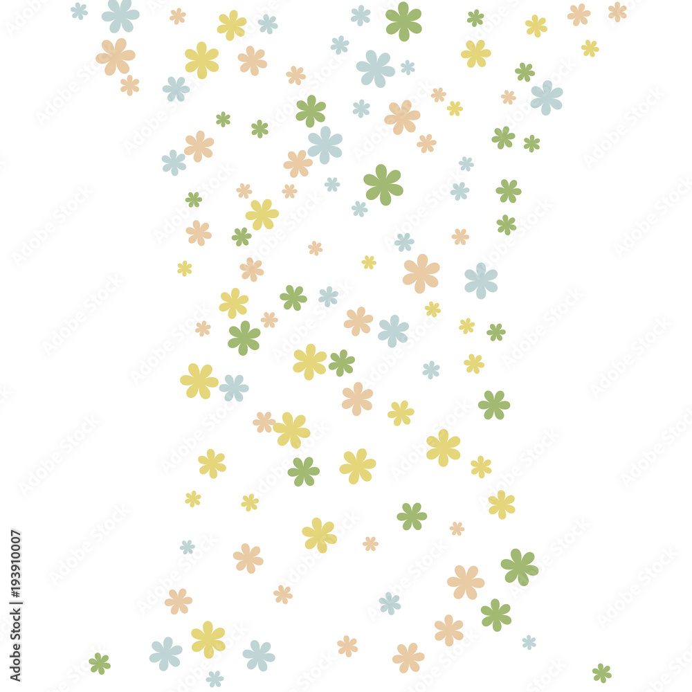 Delicate Floral Pattern with Simple Small Flowers for Greeting Card or Poster. Naive Daisy Flowers in Primitive Style. Vector Background for Spring or Summer Design.