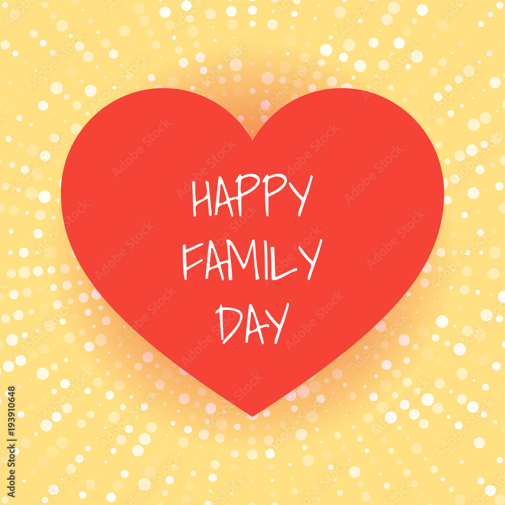 The concept of a greeting card for a family day. Heart on an abstract background. Vector illustration