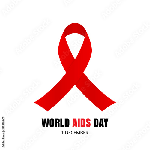 World AIDS Day. Red ribbon isolated on white background. Vector illustration
