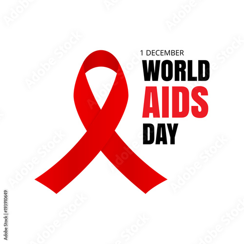 World AIDS Day. Red ribbon isolated on white background. Vector illustration