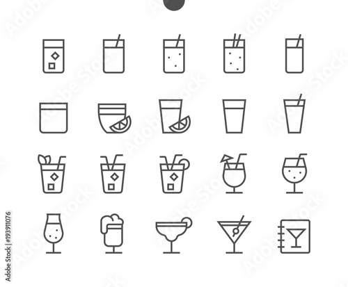 Drinks Food UI Pixel Perfect Well-crafted Vector Thin Line Icons 48x48 Ready for 24x24 Grid for Web Graphics and Apps with Editable Stroke. Simple Minimal Pictogram
