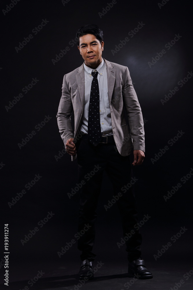 Full Length Snap Figure, Business Man Stand in gray Suit white shirt black pants Full Length Snap Figure, Business Man Stand in gray Suit white shirt black pants