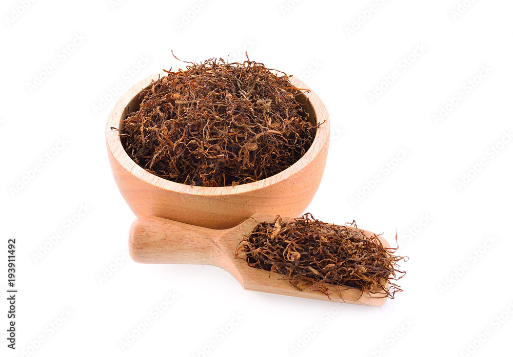 Dried tobacco isolated on white background Dried tobacco isolated on white background