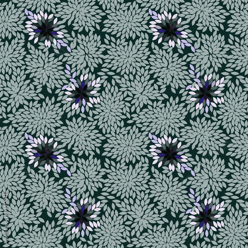 gray flowers, seamless pattern