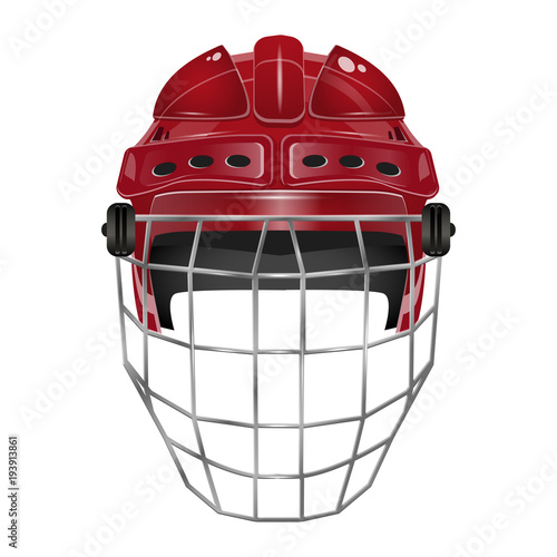 Hockey red helmet on white eps 10 illustration