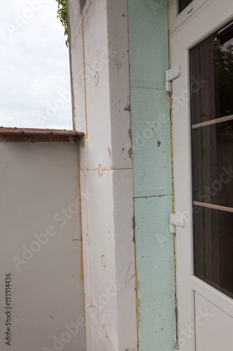 closeup of anchoring facade polystyrene © rades
